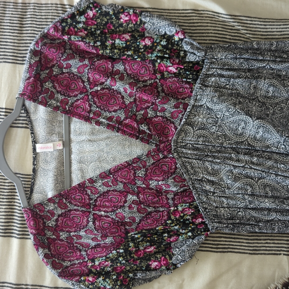 Multi-Print V-Neck Dress